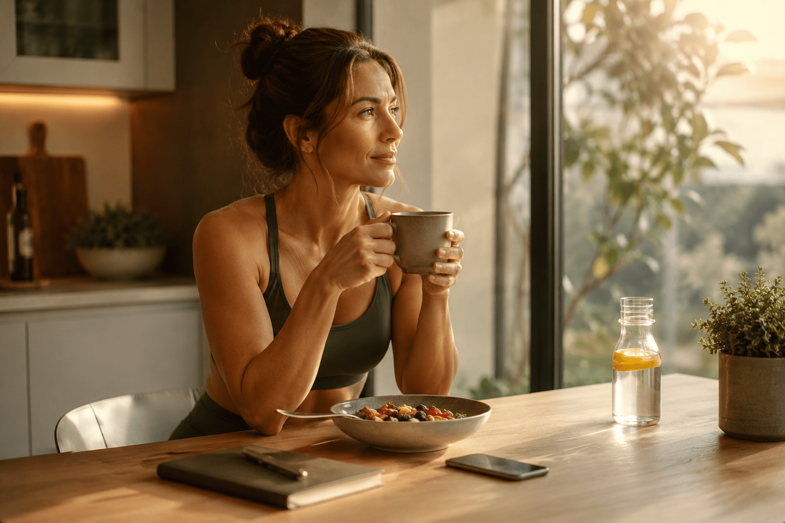 woman drinking coffee